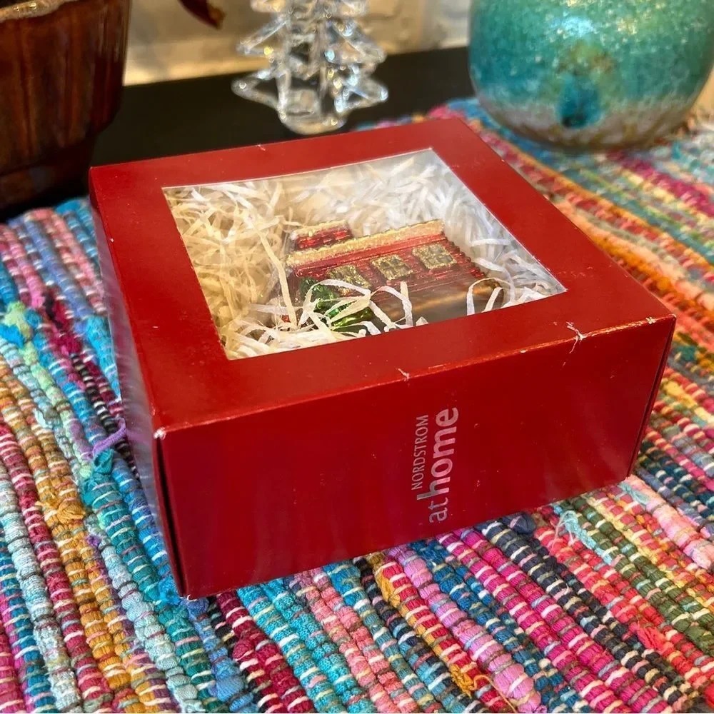 Nordstrom at Home Red Gold Glitter‎ Old School Building Ornament Teacher Gift - Picture 10 of 11